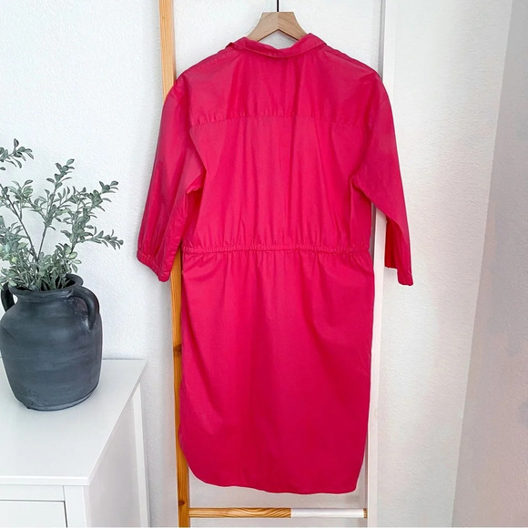 Emme Marella Dress Patch Pockets 3/4 Sleeves High Low Button Up Cinch Waist - Picture 2 of 10